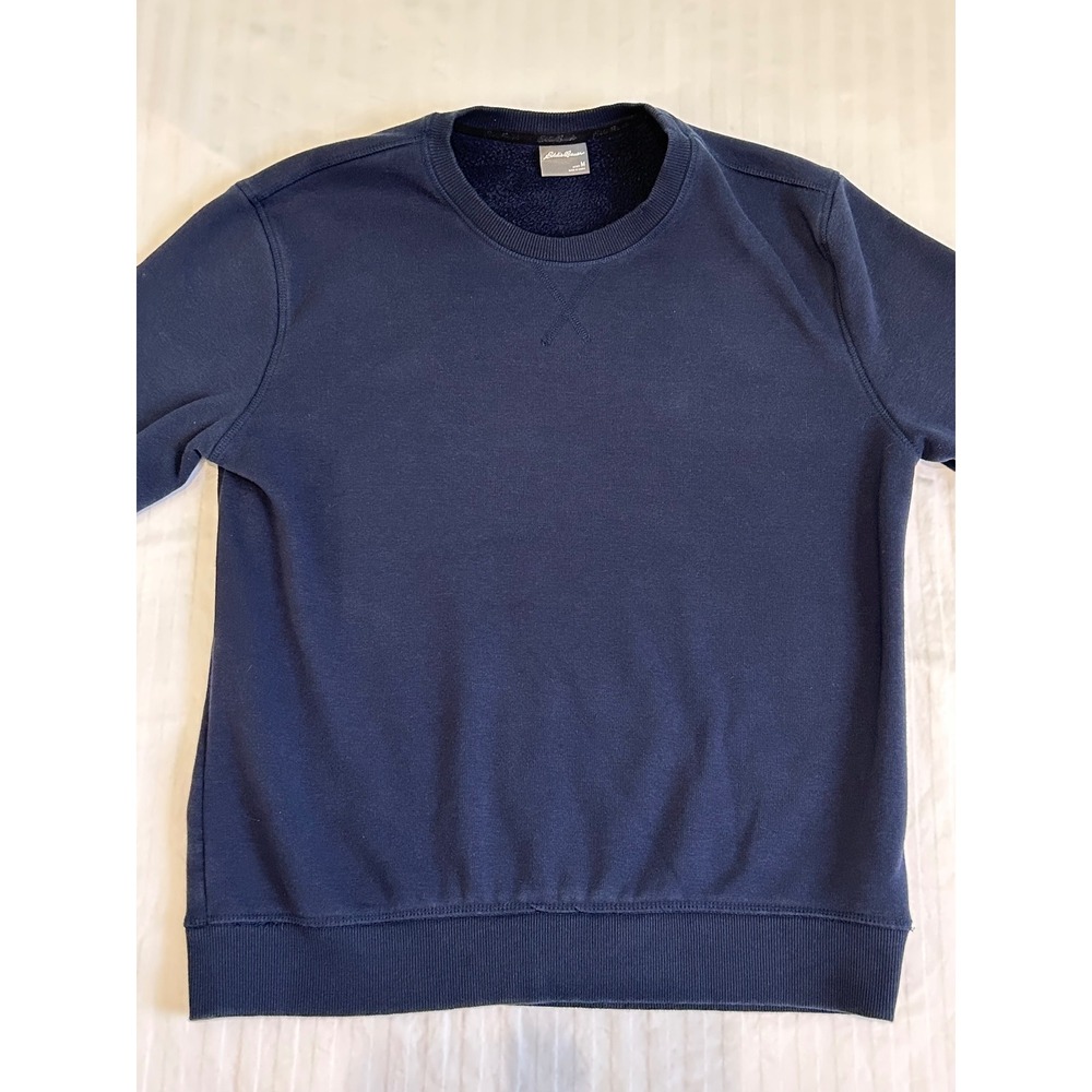 Eddie Bauer Mens Navy Blue Crewneck Sweatshirt Fleece Lined Pullover Size M